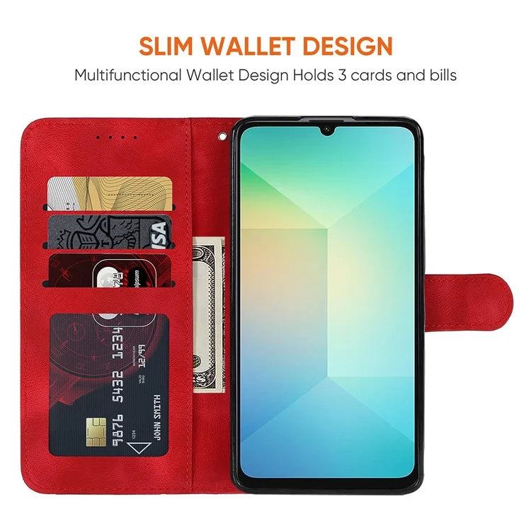 For Samsung Galaxy A06 Stand Case Line Pattern Leather Phone Cover