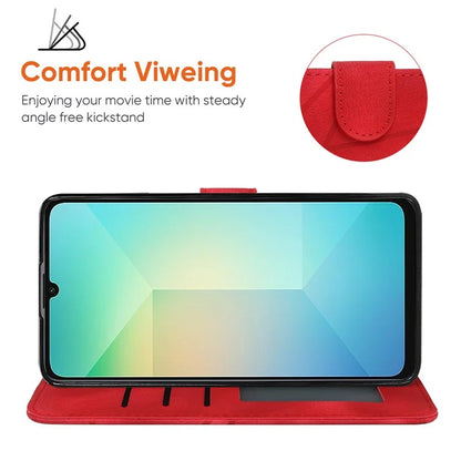 For Samsung Galaxy A06 Stand Case Line Pattern Leather Phone Cover