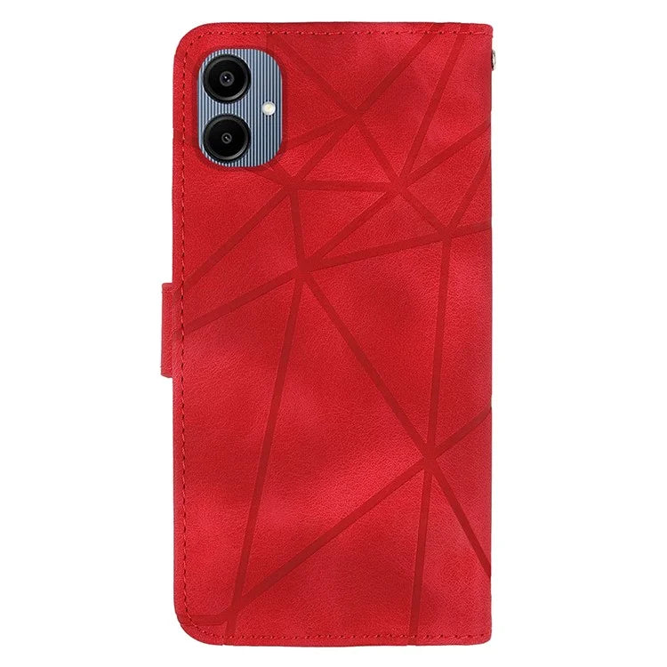 For Samsung Galaxy A06 Stand Case Line Pattern Leather Phone Cover