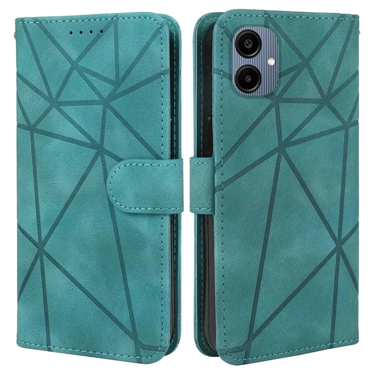 For Samsung Galaxy A06 Stand Case Line Pattern Leather Phone Cover