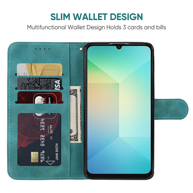 For Samsung Galaxy A06 Stand Case Line Pattern Leather Phone Cover