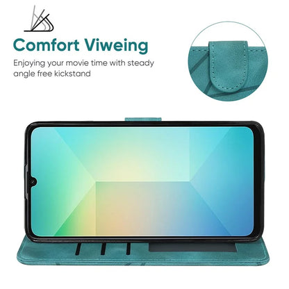For Samsung Galaxy A06 Stand Case Line Pattern Leather Phone Cover