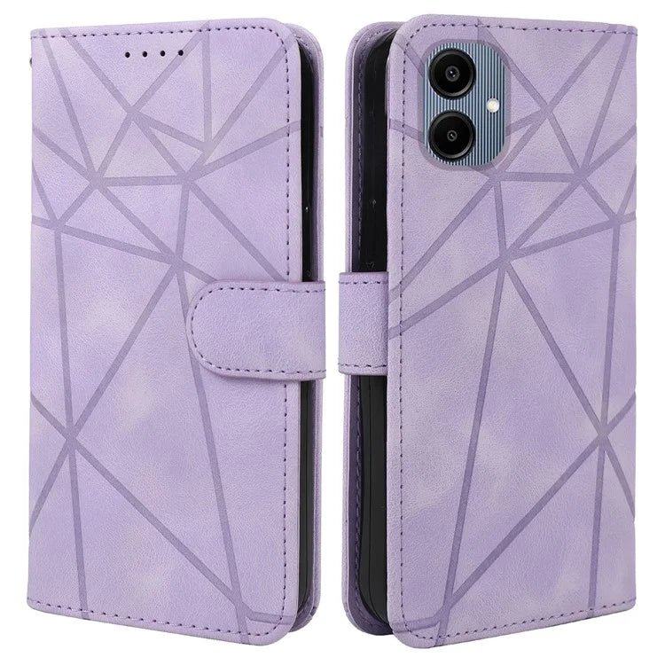For Samsung Galaxy A06 Stand Case Line Pattern Leather Phone Cover