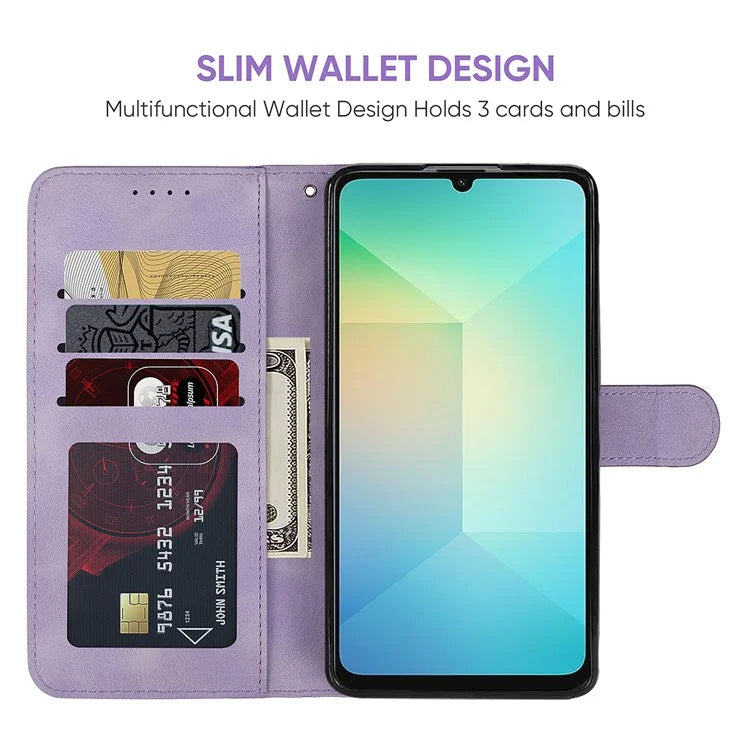 For Samsung Galaxy A06 Stand Case Line Pattern Leather Phone Cover