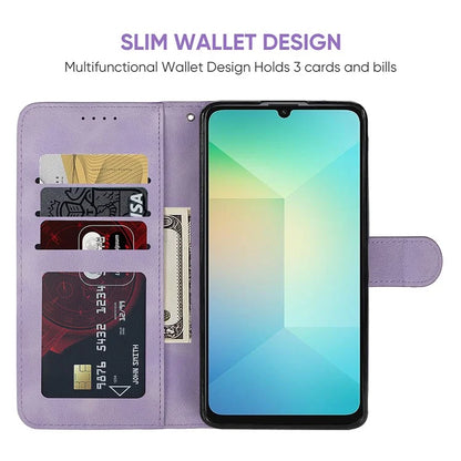 For Samsung Galaxy A06 Stand Case Line Pattern Leather Phone Cover