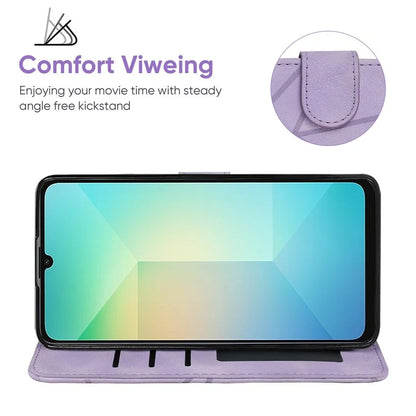 For Samsung Galaxy A06 Stand Case Line Pattern Leather Phone Cover