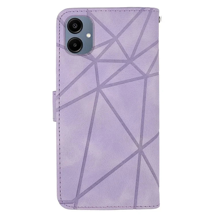 For Samsung Galaxy A06 Stand Case Line Pattern Leather Phone Cover