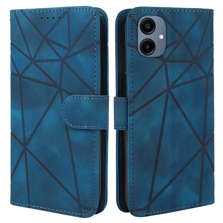 For Samsung Galaxy A06 Stand Case Line Pattern Leather Phone Cover