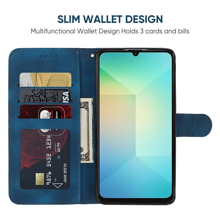 For Samsung Galaxy A06 Stand Case Line Pattern Leather Phone Cover