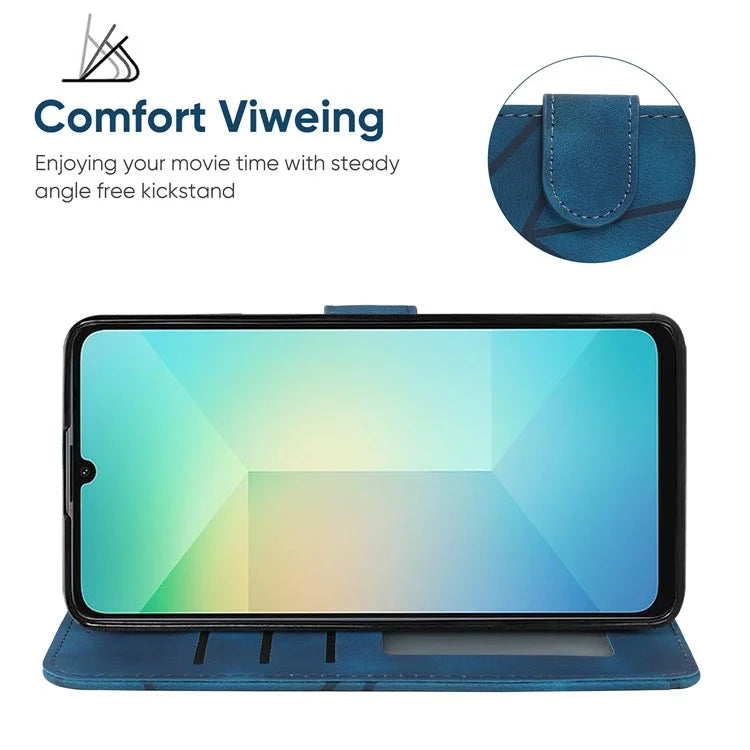For Samsung Galaxy A06 Stand Case Line Pattern Leather Phone Cover