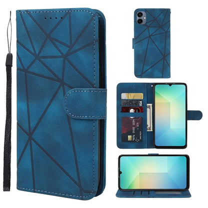 For Samsung Galaxy A06 Stand Case Line Pattern Leather Phone Cover