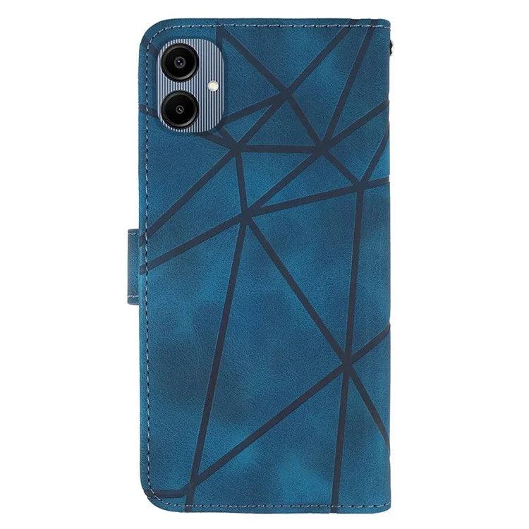 For Samsung Galaxy A06 Stand Case Line Pattern Leather Phone Cover