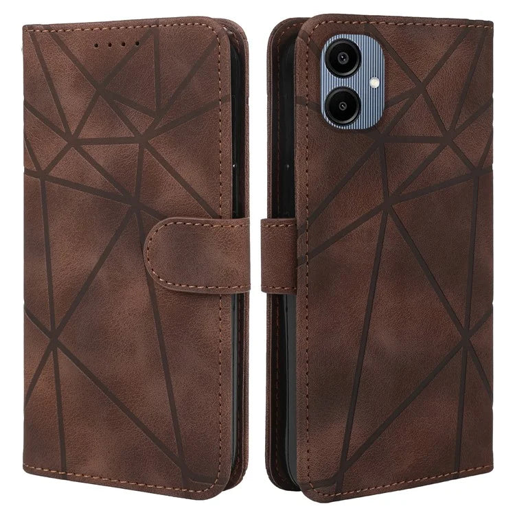 For Samsung Galaxy A06 Stand Case Line Pattern Leather Phone Cover