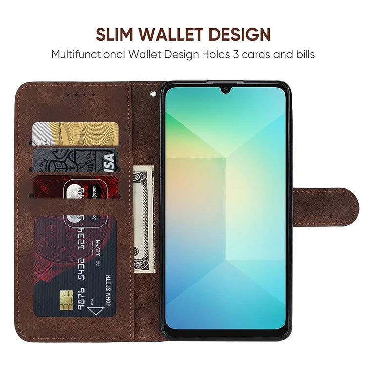 For Samsung Galaxy A06 Stand Case Line Pattern Leather Phone Cover