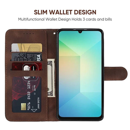 For Samsung Galaxy A06 Stand Case Line Pattern Leather Phone Cover