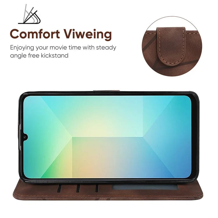 For Samsung Galaxy A06 Stand Case Line Pattern Leather Phone Cover