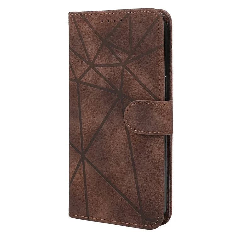 For Samsung Galaxy A06 Stand Case Line Pattern Leather Phone Cover