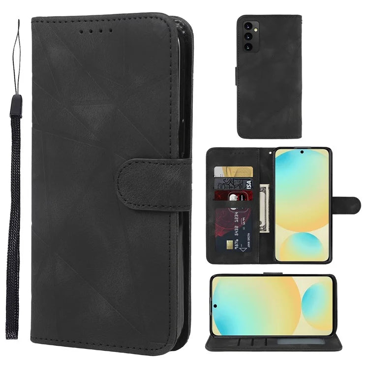 For Samsung Galaxy S24 FE Stand Case Line Pattern Leather Phone Cover