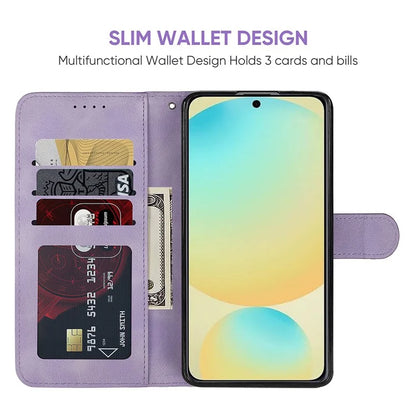 For Samsung Galaxy S24 FE Stand Case Line Pattern Leather Phone Cover
