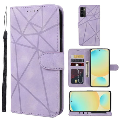 For Samsung Galaxy S24 FE Stand Case Line Pattern Leather Phone Cover