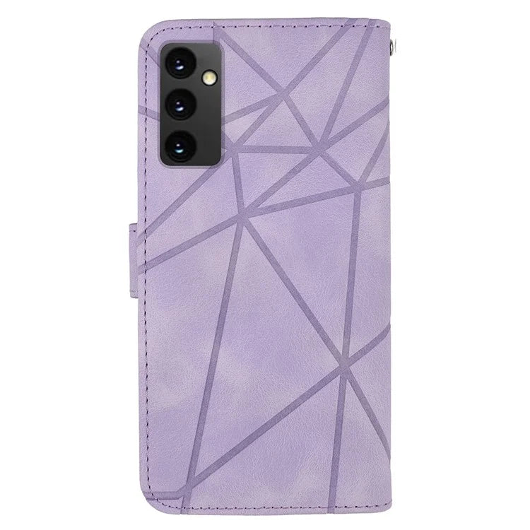 For Samsung Galaxy S24 FE Stand Case Line Pattern Leather Phone Cover