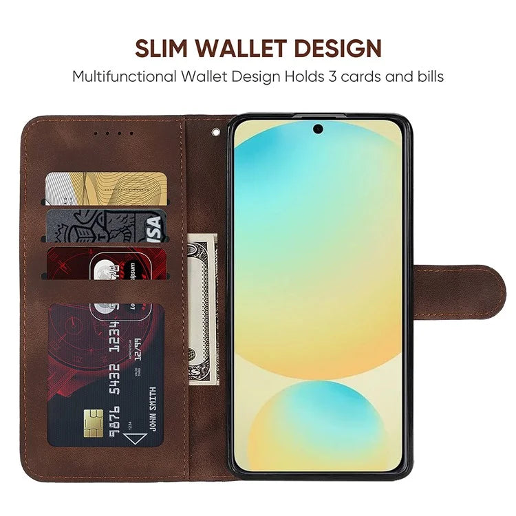 For Samsung Galaxy S24 FE Stand Case Line Pattern Leather Phone Cover