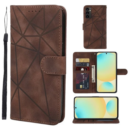 For Samsung Galaxy S24 FE Stand Case Line Pattern Leather Phone Cover