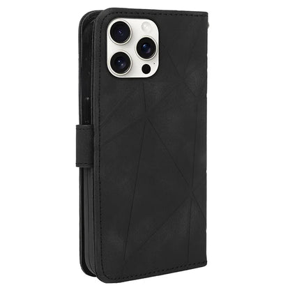 For iPhone 16 Pro Max Stand Case Line Pattern Leather Phone Cover