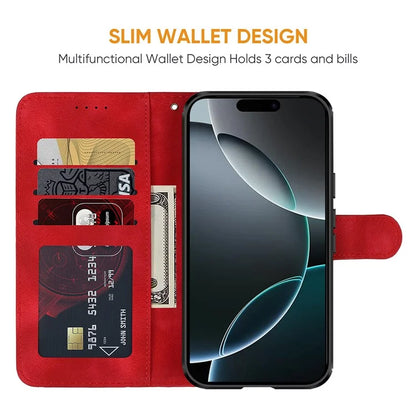 For iPhone 16 Pro Max Stand Case Line Pattern Leather Phone Cover