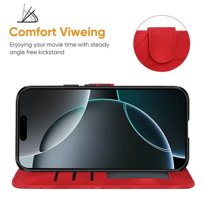 For iPhone 16 Pro Max Stand Case Line Pattern Leather Phone Cover