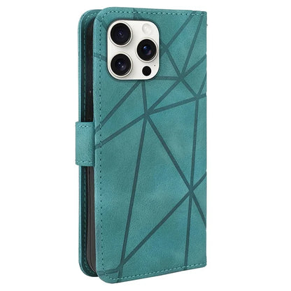 For iPhone 16 Pro Max Stand Case Line Pattern Leather Phone Cover