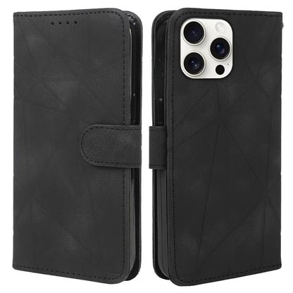 For iPhone 16 Pro Stand Case Line Pattern Leather Phone Cover