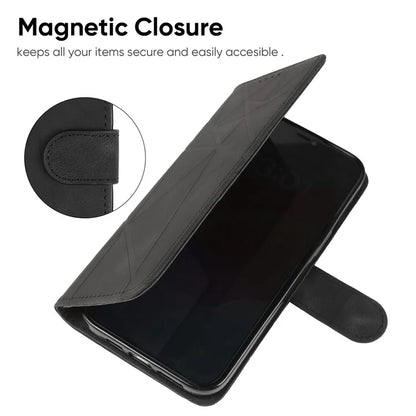 For iPhone 16 Pro Stand Case Line Pattern Leather Phone Cover
