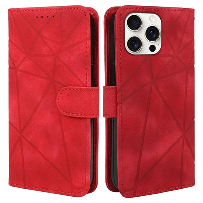 For iPhone 16 Pro Stand Case Line Pattern Leather Phone Cover