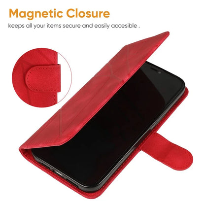 For iPhone 16 Pro Stand Case Line Pattern Leather Phone Cover