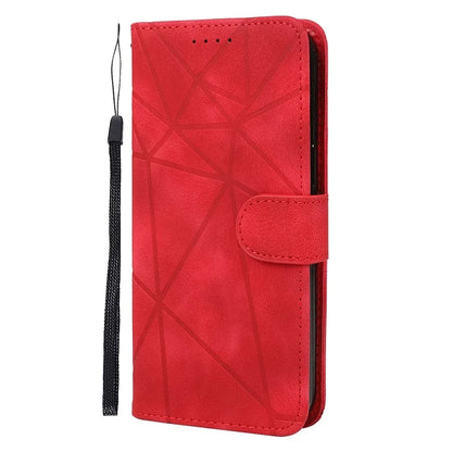 For iPhone 16 Pro Stand Case Line Pattern Leather Phone Cover
