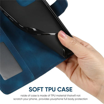 For iPhone 16 Pro Stand Case Line Pattern Leather Phone Cover