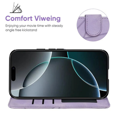 For iPhone 16 Pro Stand Case Line Pattern Leather Phone Cover