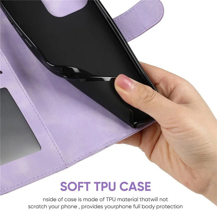 For iPhone 16 Pro Stand Case Line Pattern Leather Phone Cover