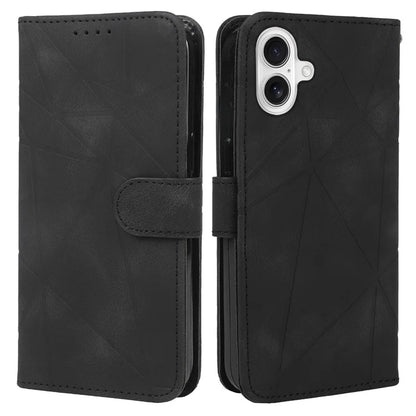 For iPhone 16 Stand Case Line Pattern Leather Phone Cover