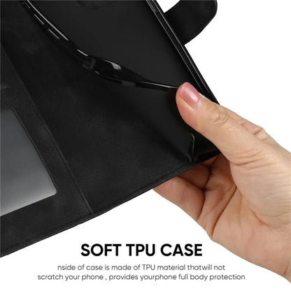 For iPhone 16 Stand Case Line Pattern Leather Phone Cover