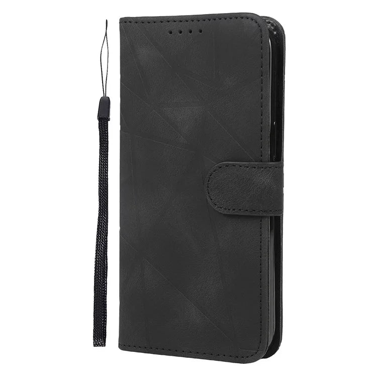 For iPhone 16 Stand Case Line Pattern Leather Phone Cover