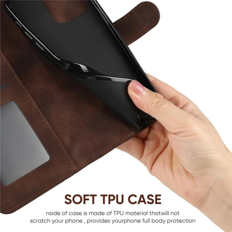 For iPhone 16 Stand Case Line Pattern Leather Phone Cover