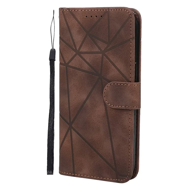 For iPhone 16 Stand Case Line Pattern Leather Phone Cover