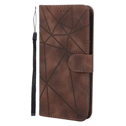 For iPhone 16 Stand Case Line Pattern Leather Phone Cover