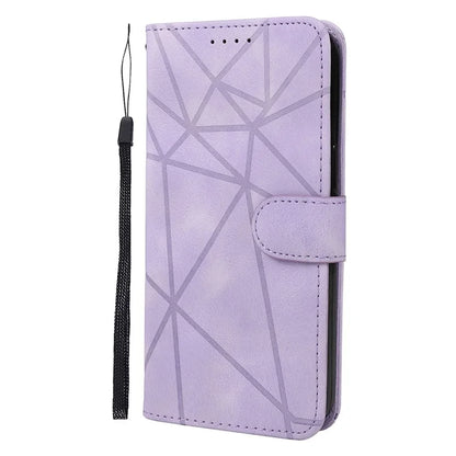 For iPhone 16 Stand Case Line Pattern Leather Phone Cover