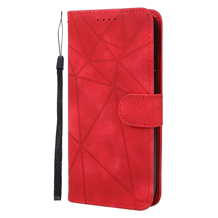For iPhone 16 Stand Case Line Pattern Leather Phone Cover