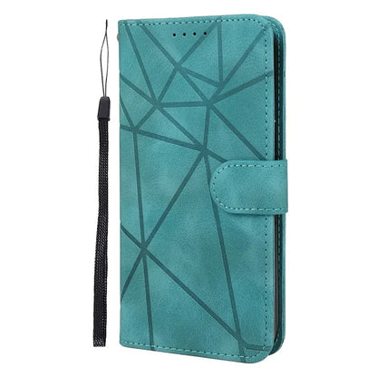 For iPhone 16 Stand Case Line Pattern Leather Phone Cover
