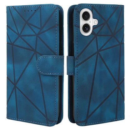 For iPhone 16 Stand Case Line Pattern Leather Phone Cover