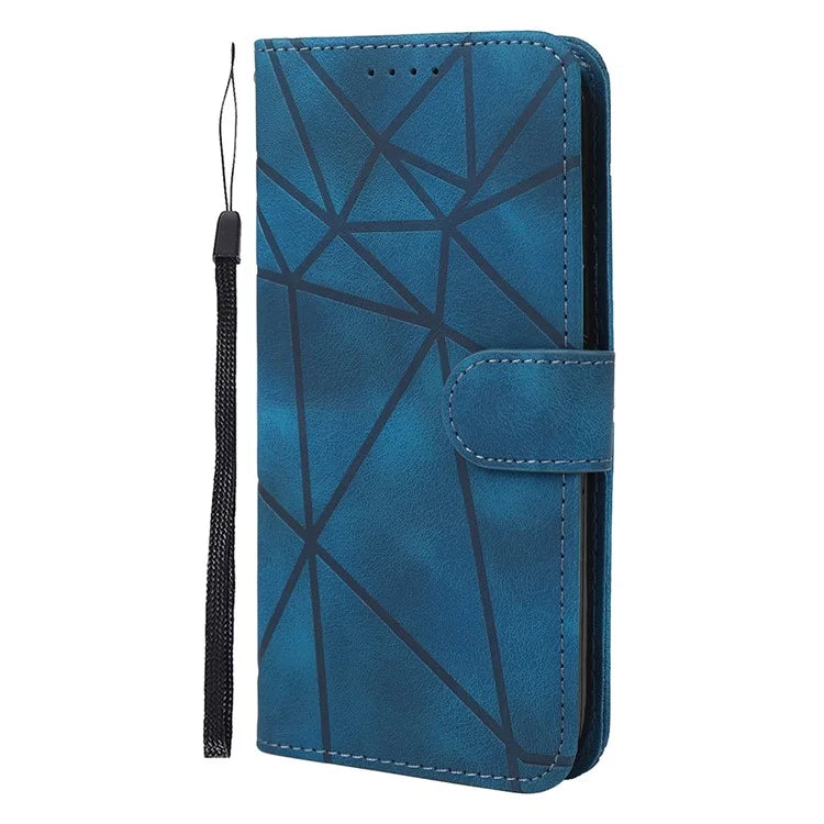 For iPhone 16 Stand Case Line Pattern Leather Phone Cover